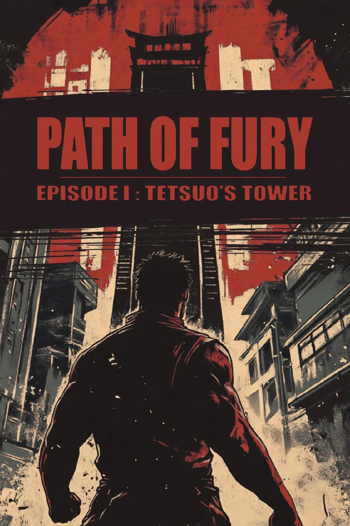 Ảnh bìa game Path of Fury - Episode I: Tetsuo's Tower, thể hiện phong cách võ thuật cổ điển