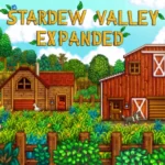 Bản đồ tổng quan của mod Stardew Valley Expanded với các công trình, động vật và địa hình mới.