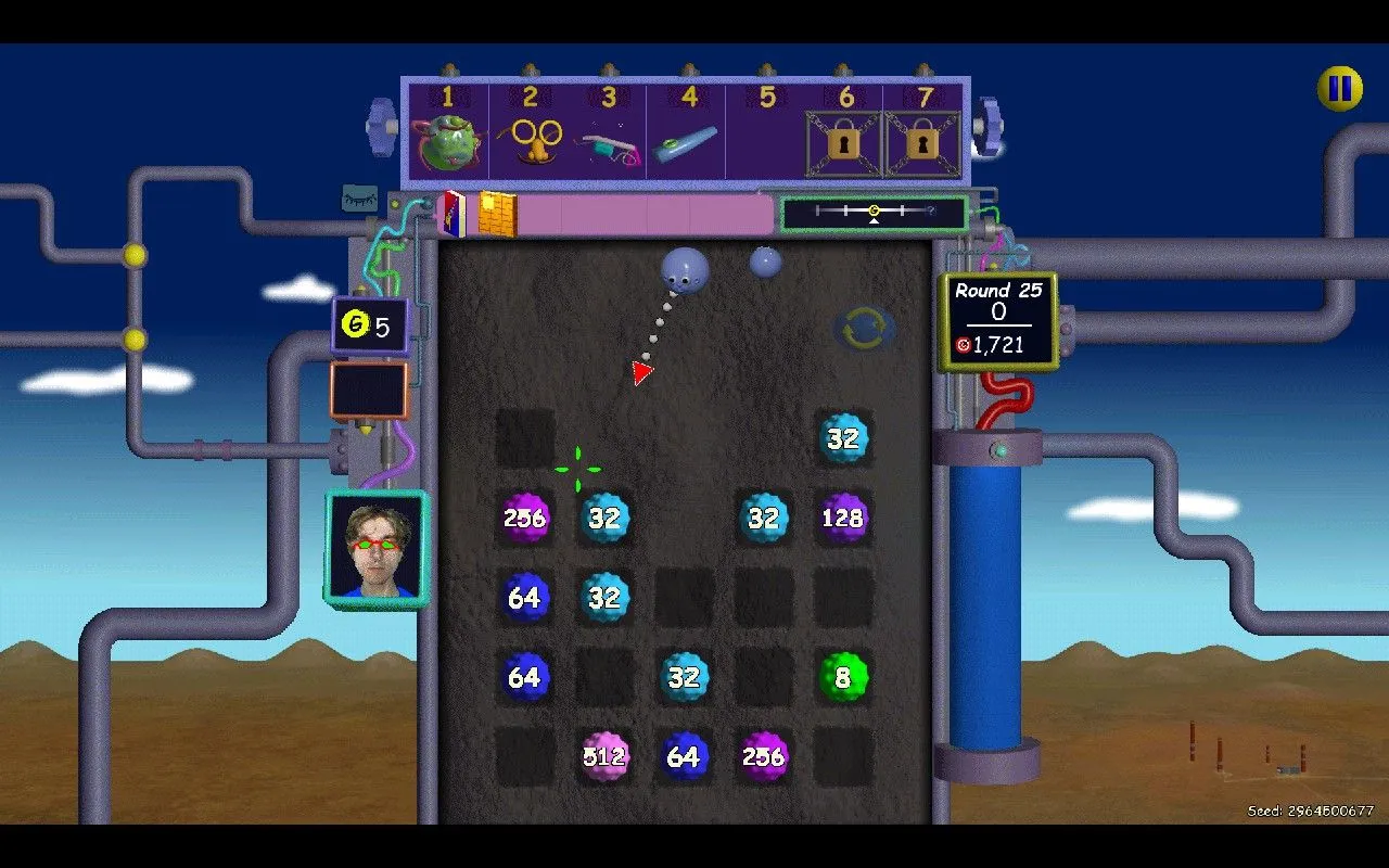 Bảng chơi game Nubby's Number Factory theo phong cách Plinko với các chốt số