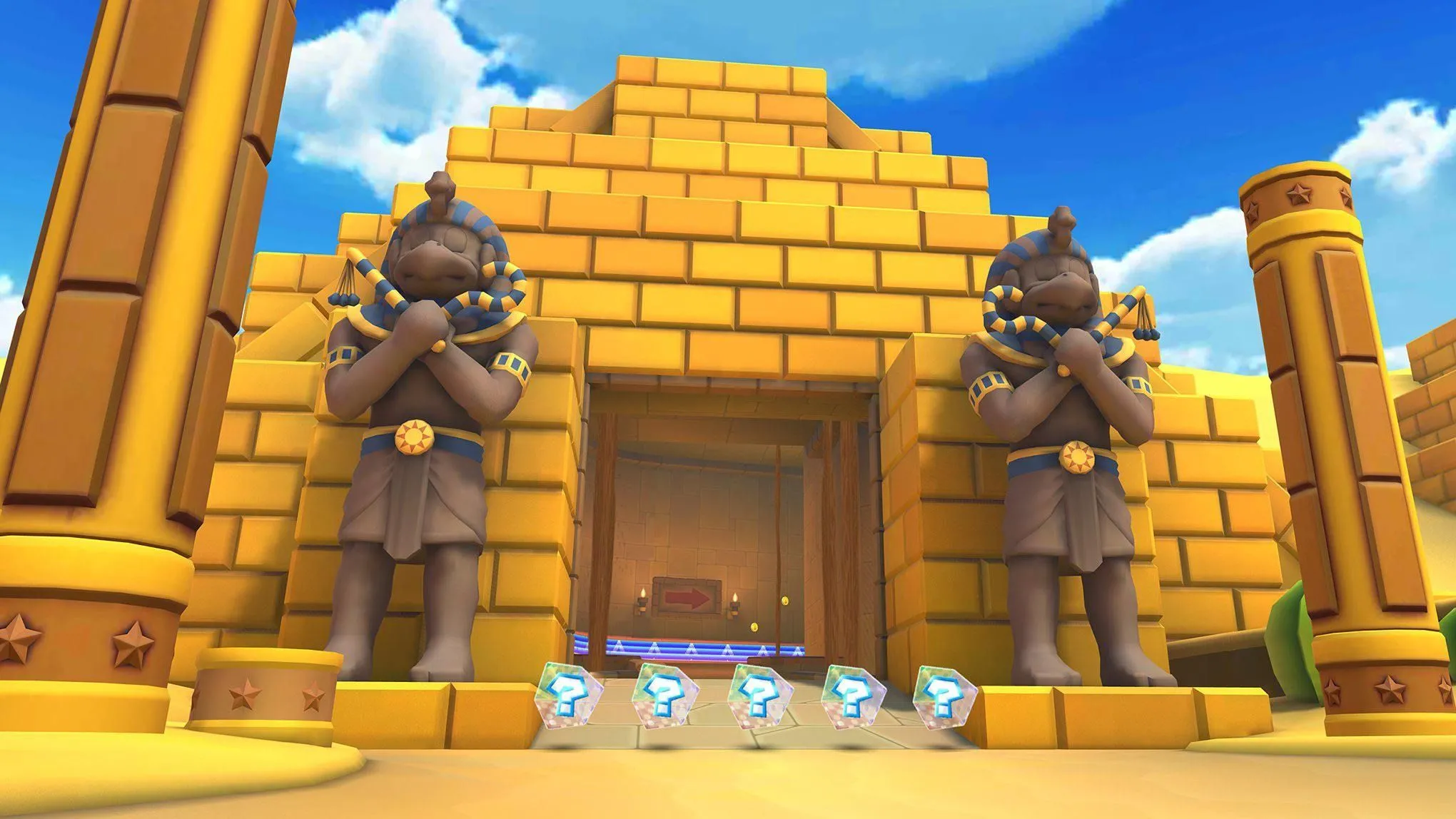 Bên trong tàn tích của đường đua Dry Dry Ruins trong Mario Kart Tour.