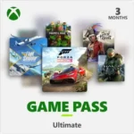 Bìa gói Xbox Game Pass Ultimate 3 tháng giúp truy cập hàng trăm game trên Xbox và PC