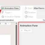 Biểu tượng Bảng Hoạt hình (Animation Pane) và Bảng Hoạt hình đang hiển thị trong giao diện PowerPoint.