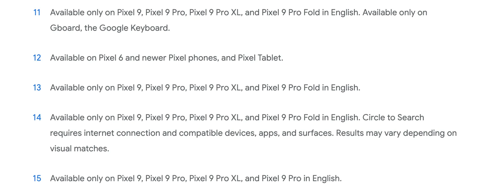 Cận cảnh văn bản chú thích của Pixel Feature Drop.