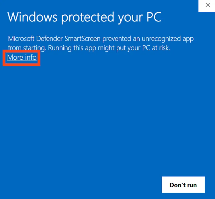 Cảnh báo &quot;Windows đã bảo vệ PC của bạn&quot; từ Windows Defender khi cài đặt ứng dụng Sunshine, yêu cầu xác nhận để tiếp tục.