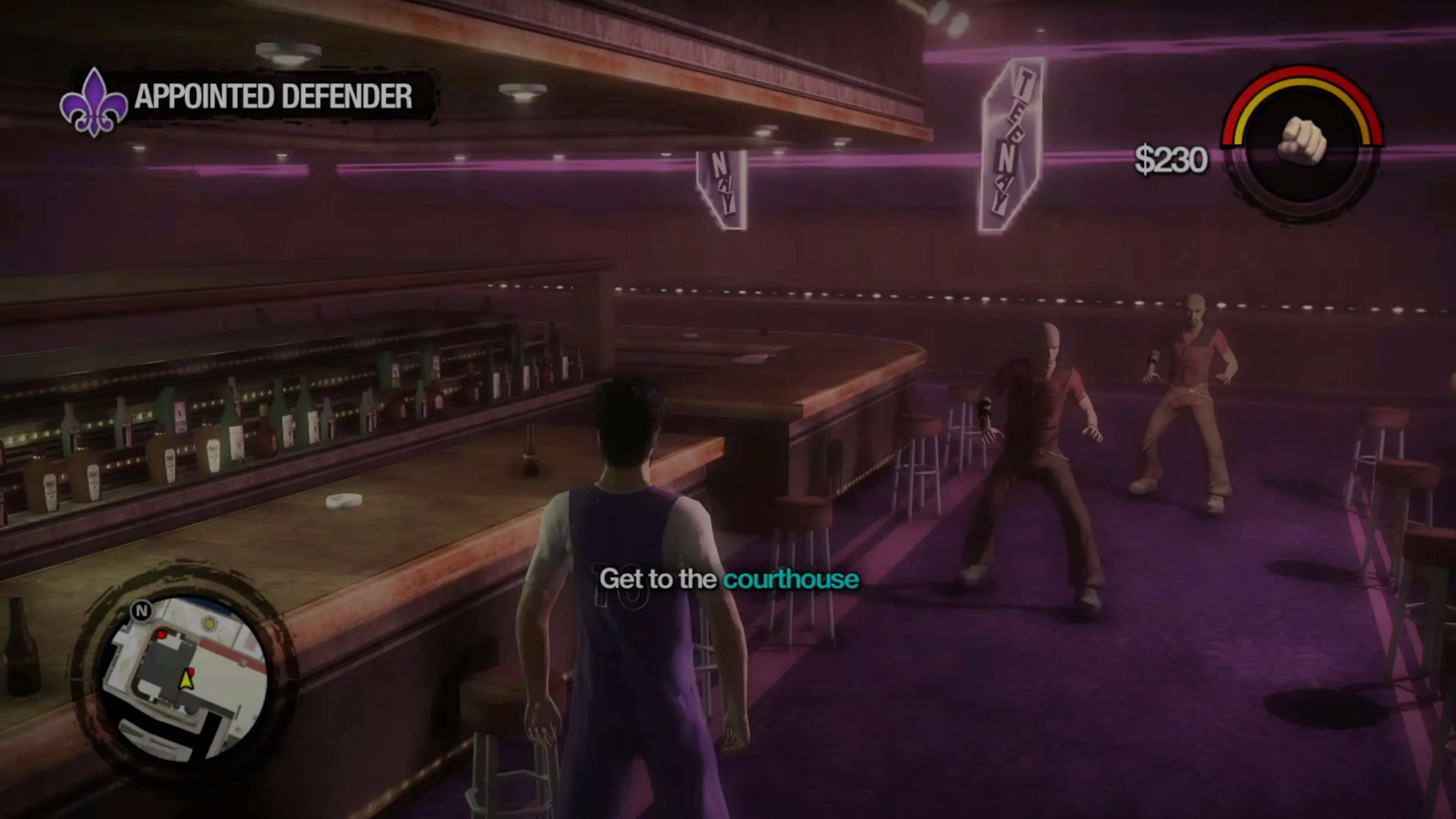 Cảnh một nhân vật đang bắn súng trong Saints Row 2, thể hiện lối chơi hành động.