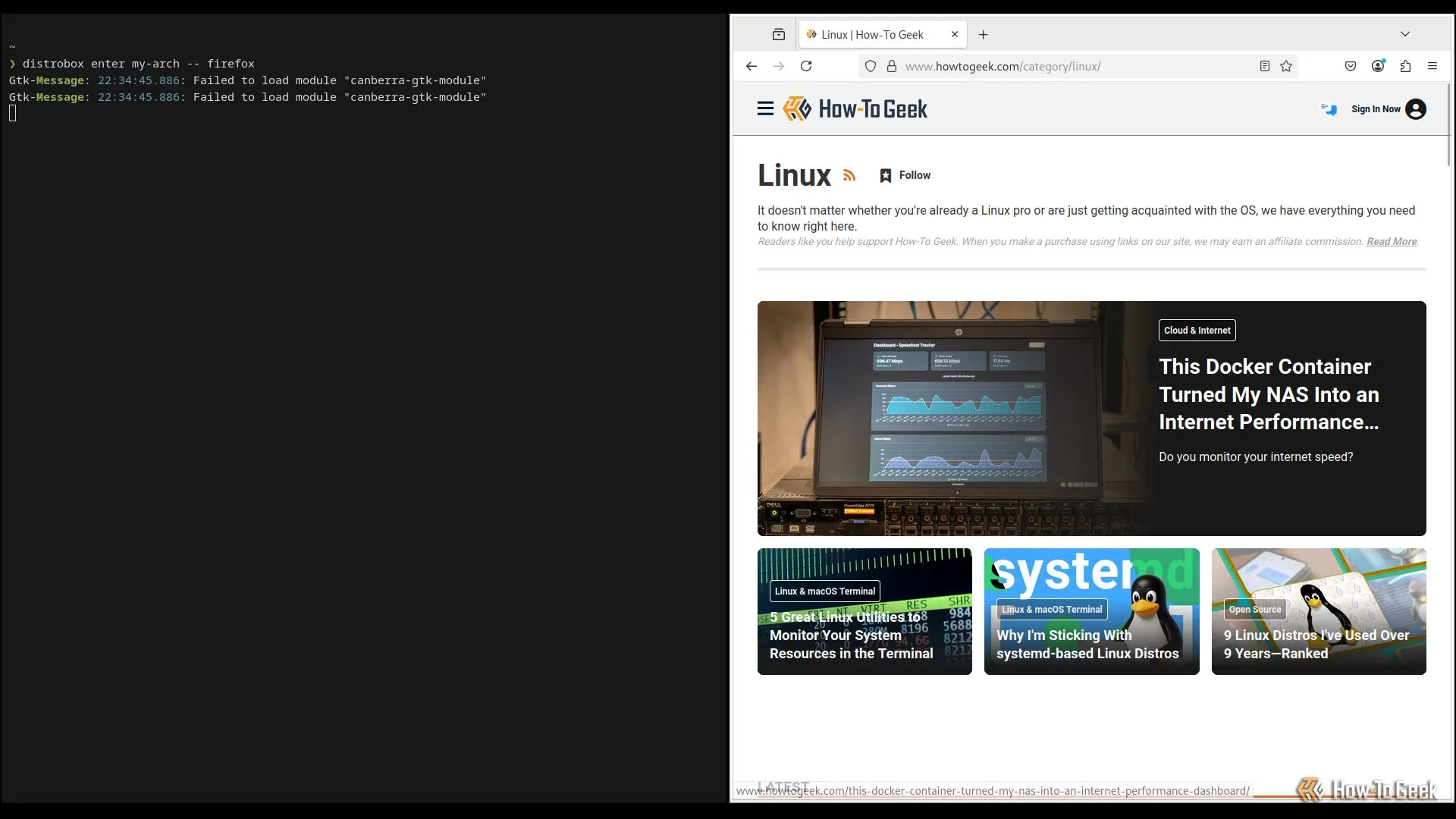 Chạy trình duyệt Firefox bên trong container Distrobox Arch Linux