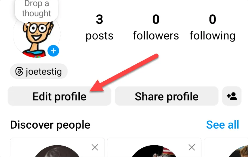 Chọn nút Chỉnh sửa hồ sơ từ trang cá nhân Instagram của bạn