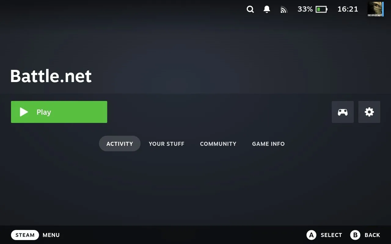 Chọn và chạy Battle.net từ thư viện trò chơi không phải Steam trên Steam Deck