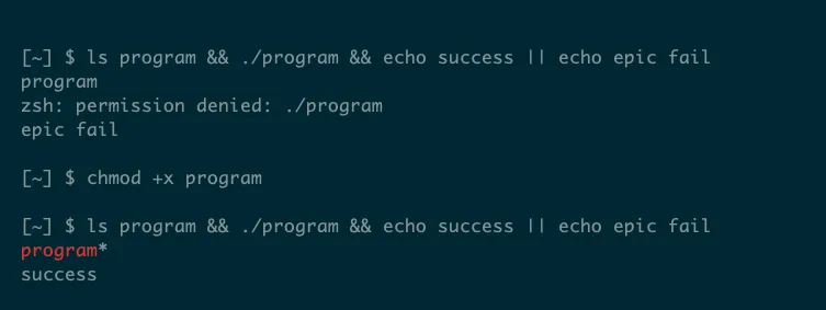 Chuỗi lệnh trong Linux sử dụng toán tử logic &amp;&amp; và || để kiểm tra mã thoát