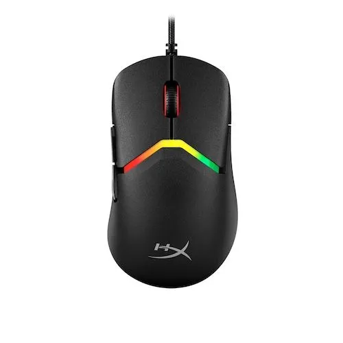 Chuột gaming HyperX Pulsefire Saga với thiết kế màu đen nổi bật.