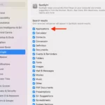 Đảm bảo mục Ứng dụng được chọn trong cài đặt Spotlight trên Mac