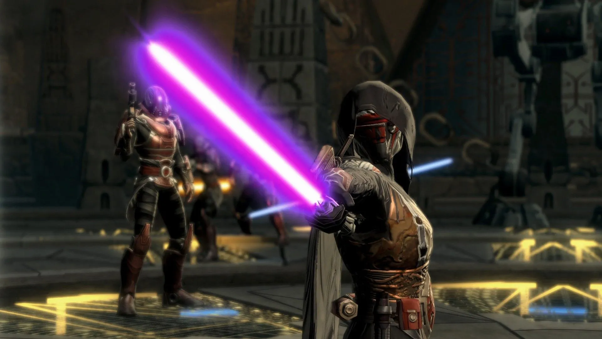 Darth Revan với Lightsaber trong Star Wars: The Old Republic, đại diện cho cốt truyện phong phú của MMO.