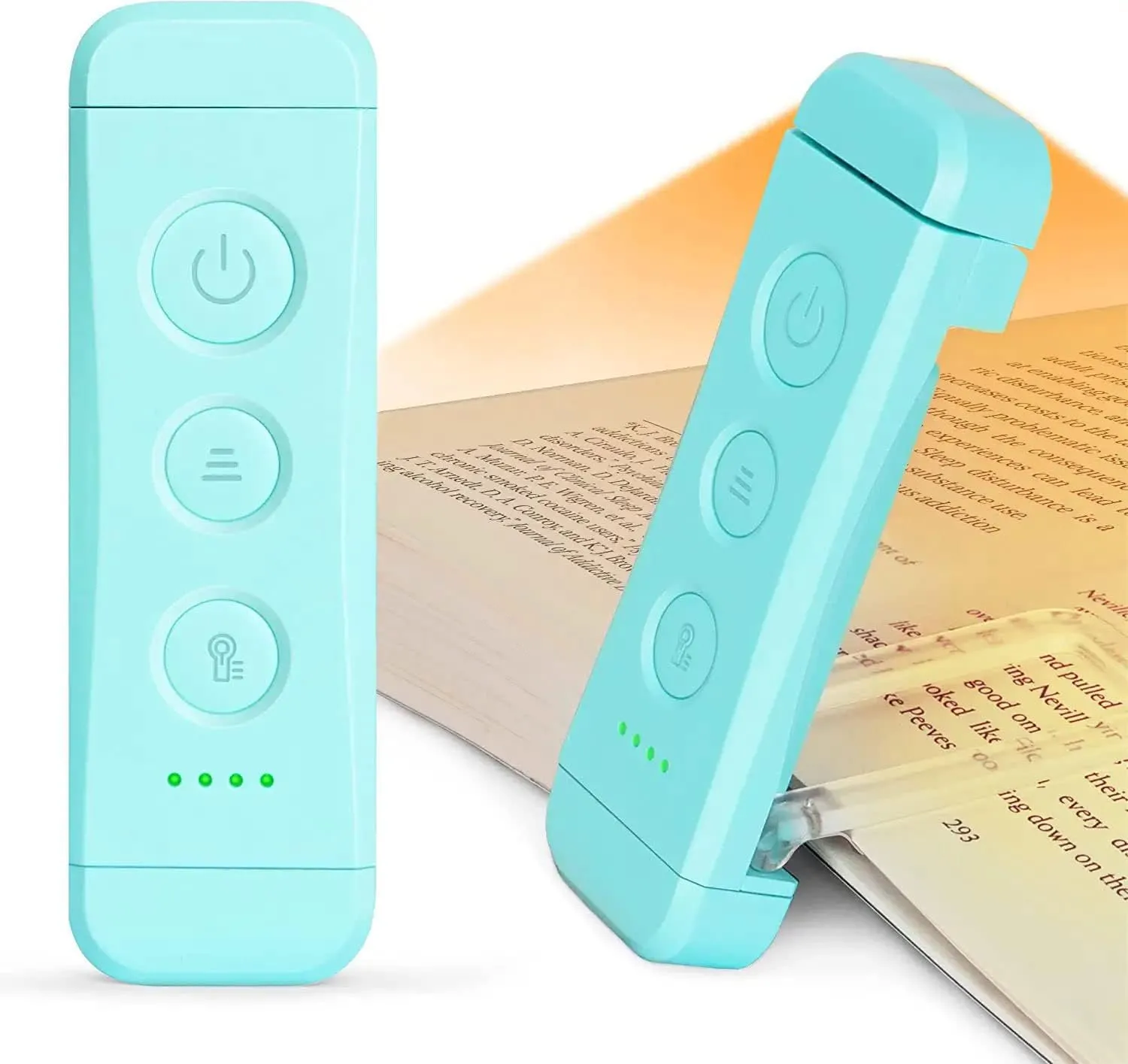 Đèn đọc sách Glocusent chiếu sáng trang sách, thể hiện khả năng điều chỉnh góc độ và độ sáng tiện lợi.