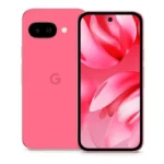 Điện thoại Google Pixel 9a màu hồng đang được cầm trên tay.