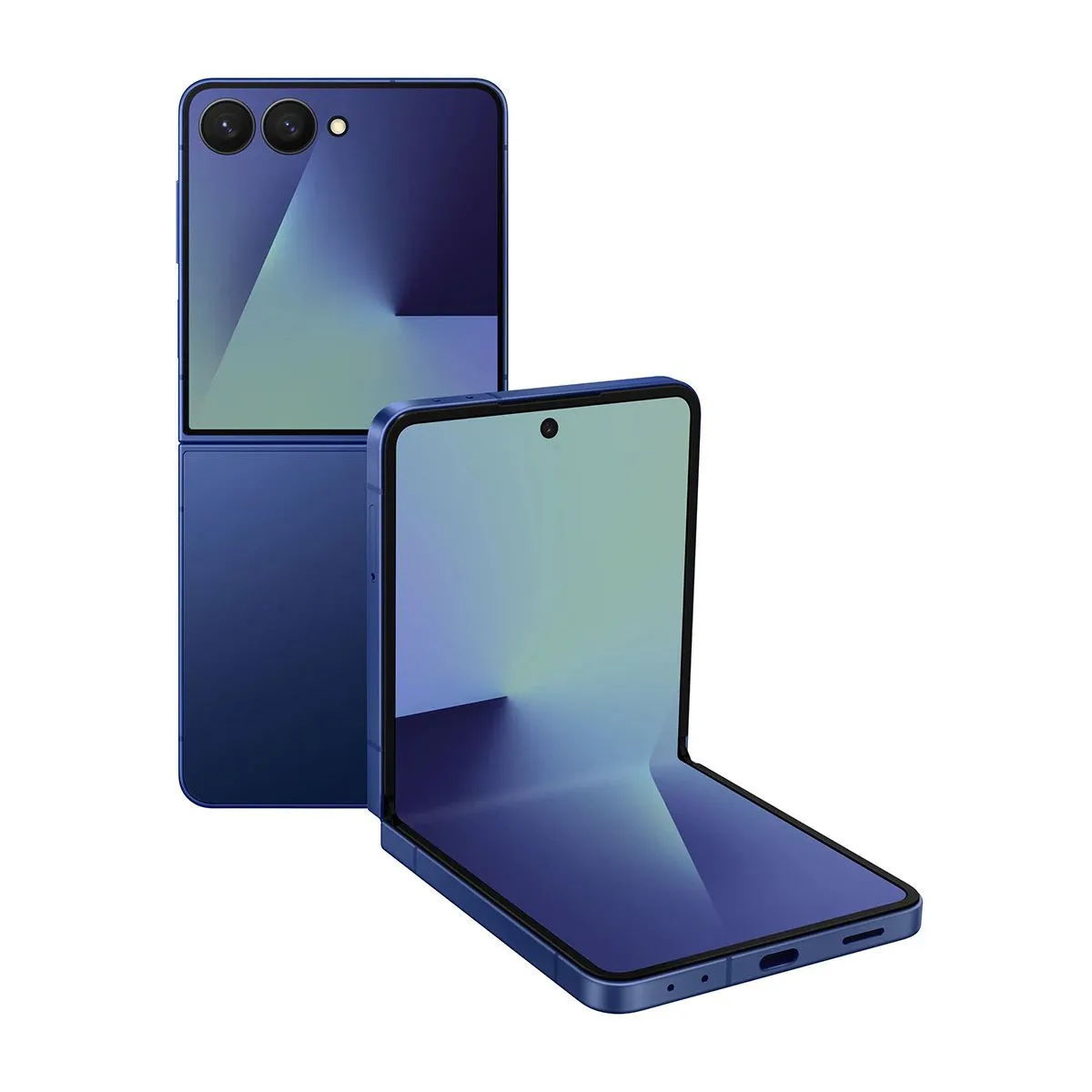 Điện thoại Samsung Galaxy Z Flip 7 màu hồng đang gập lại, hiển thị màn hình FlexWindow lớn và nổi bật.