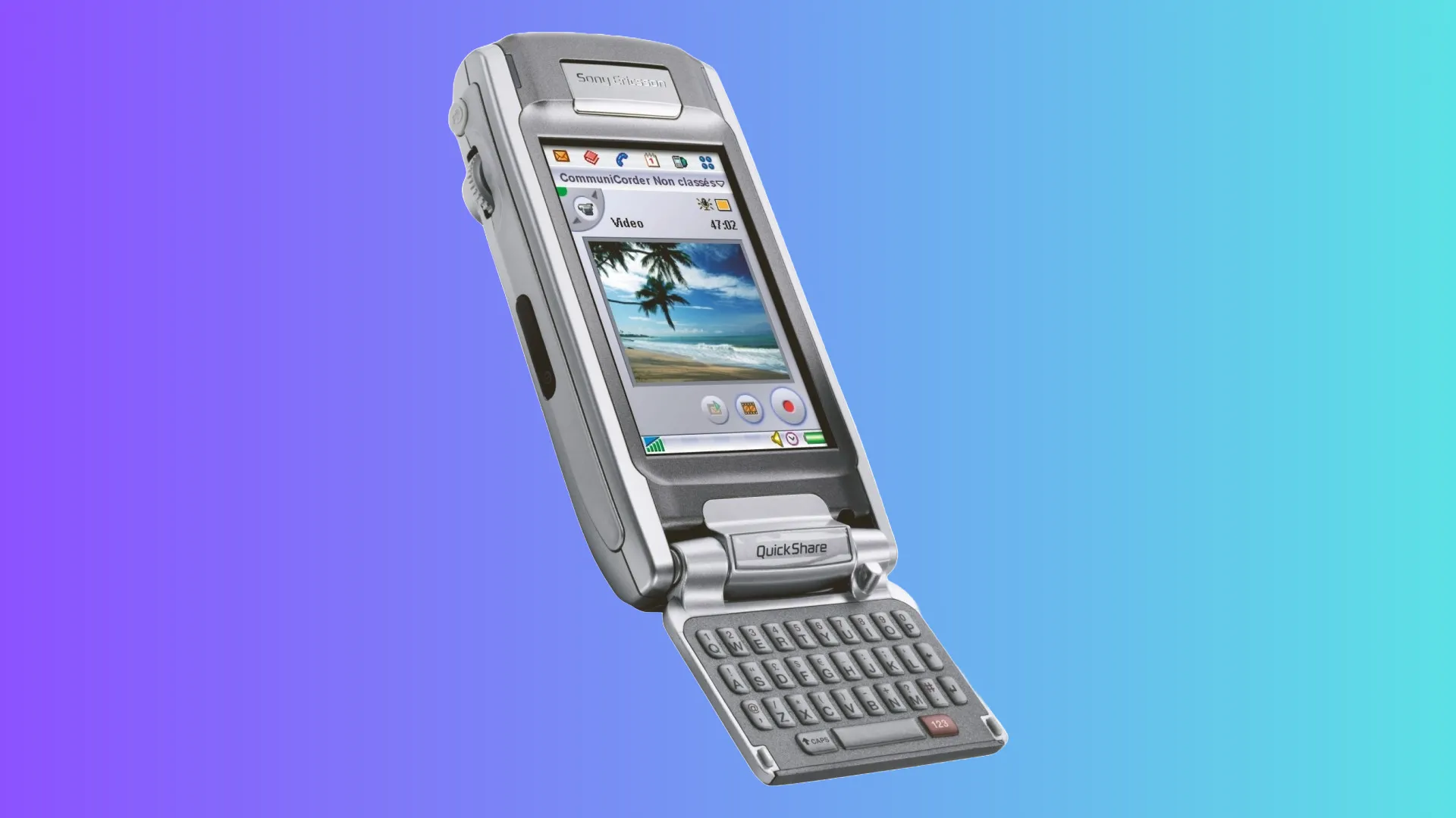 Điện thoại thông minh Sony Ericsson P910 với bàn phím QWERTY đầy đủ.
