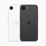 Dòng sản phẩm iPhone 16e với các tùy chọn màu sắc từ mặt trước và mặt sau, thể hiện thiết kế tổng thể