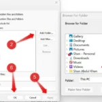 Giao diện cài đặt loại trừ thư mục trong Everything App trên Windows.