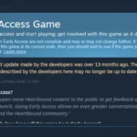 Giao diện cảnh báo Steam về game Early Access lâu không cập nhật.