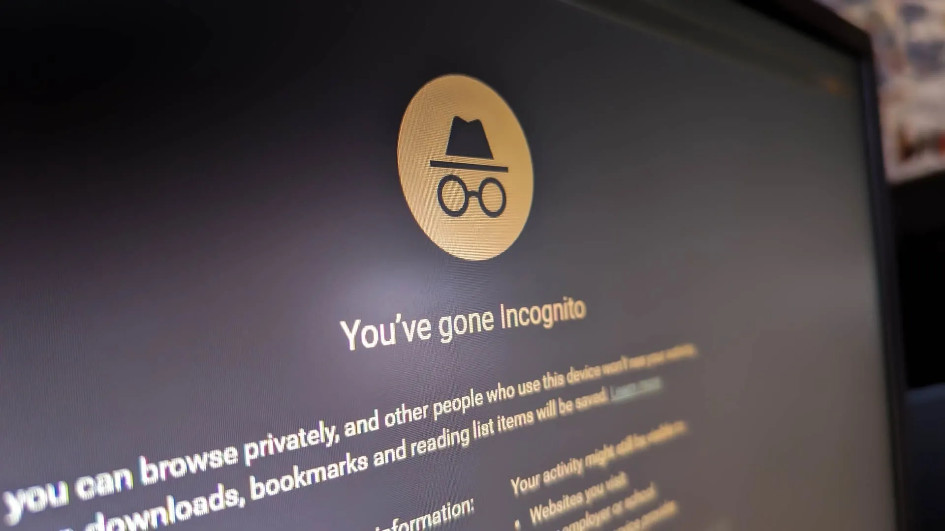 Giao diện chế độ ẩn danh (Incognito mode) trên trình duyệt Google Chrome