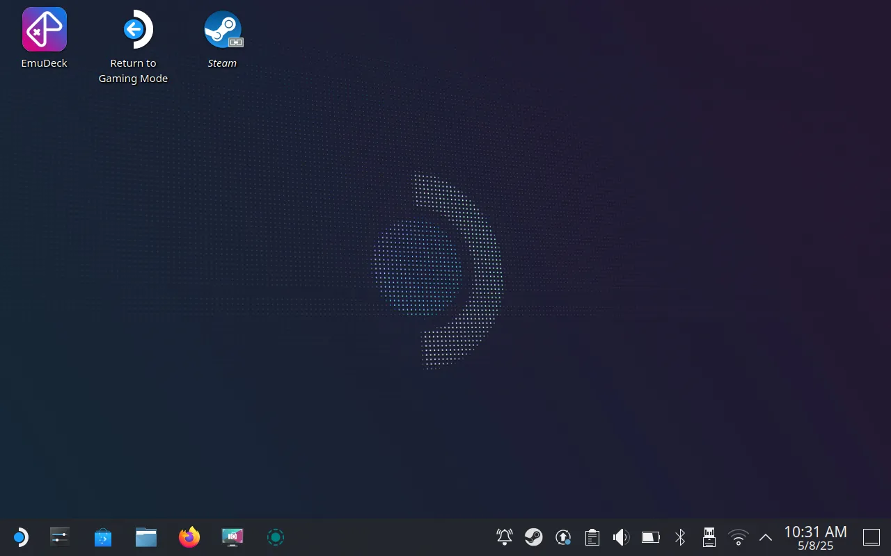 Giao diện chế độ Desktop của Steam Deck, nền tảng SteamOS