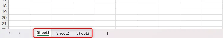 Giao diện Excel hiển thị các trang tính mặc định Sheet1, Sheet2, Sheet3 chưa được đặt tên mô tả.