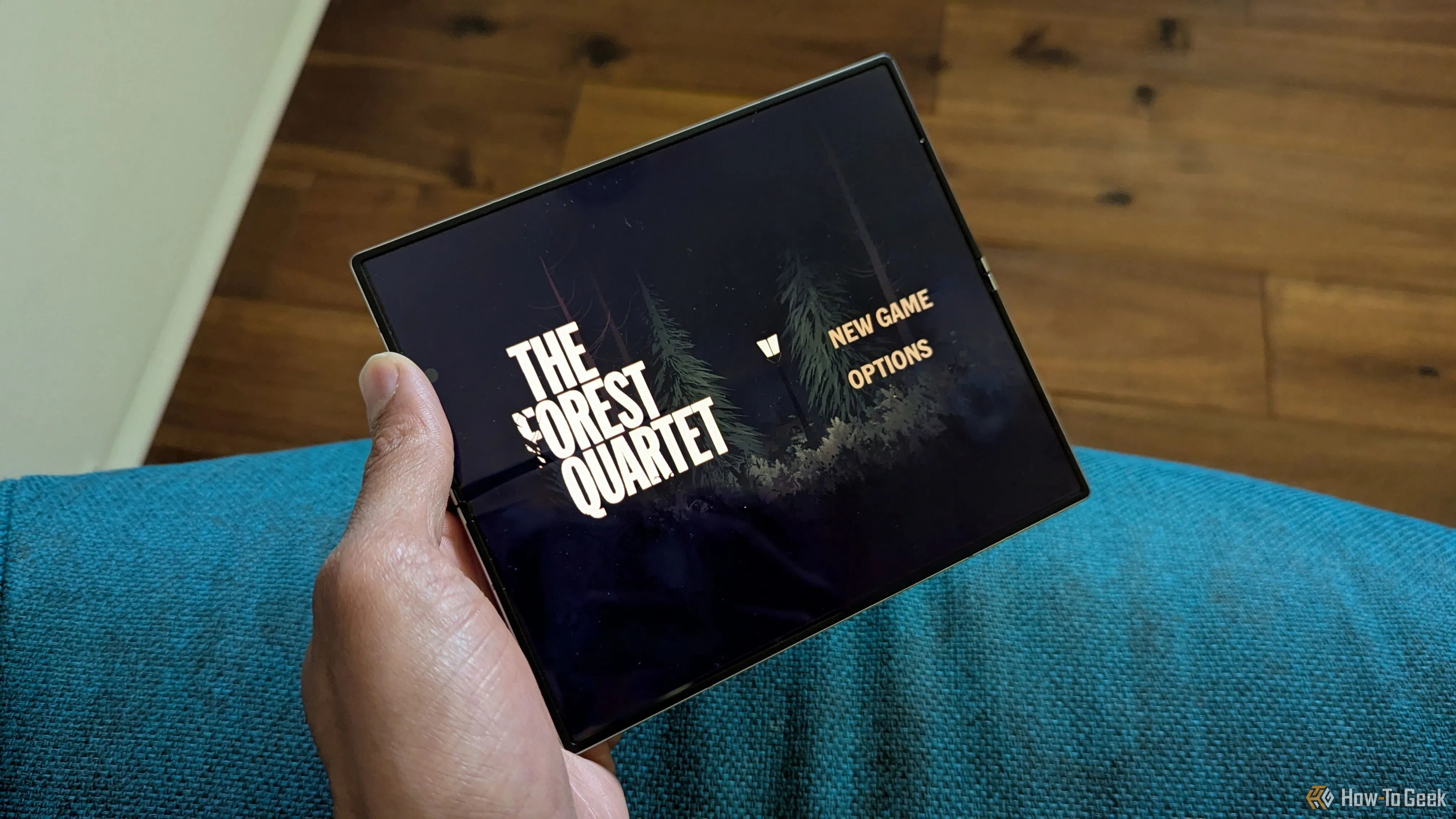 Giao diện game The Forest Quartet trên Samsung Galaxy Z Fold 6, thể hiện phong cách nghệ thuật độc đáo và cốt truyện sâu sắc về âm nhạc và nỗi đau