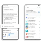 Giao diện Google Play hiển thị huy hiệu "Đã xác minh" cho ứng dụng VPN an toàn, cùng thông tin chi tiết về việc ứng dụng đã được kiểm định bảo mật độc lập.