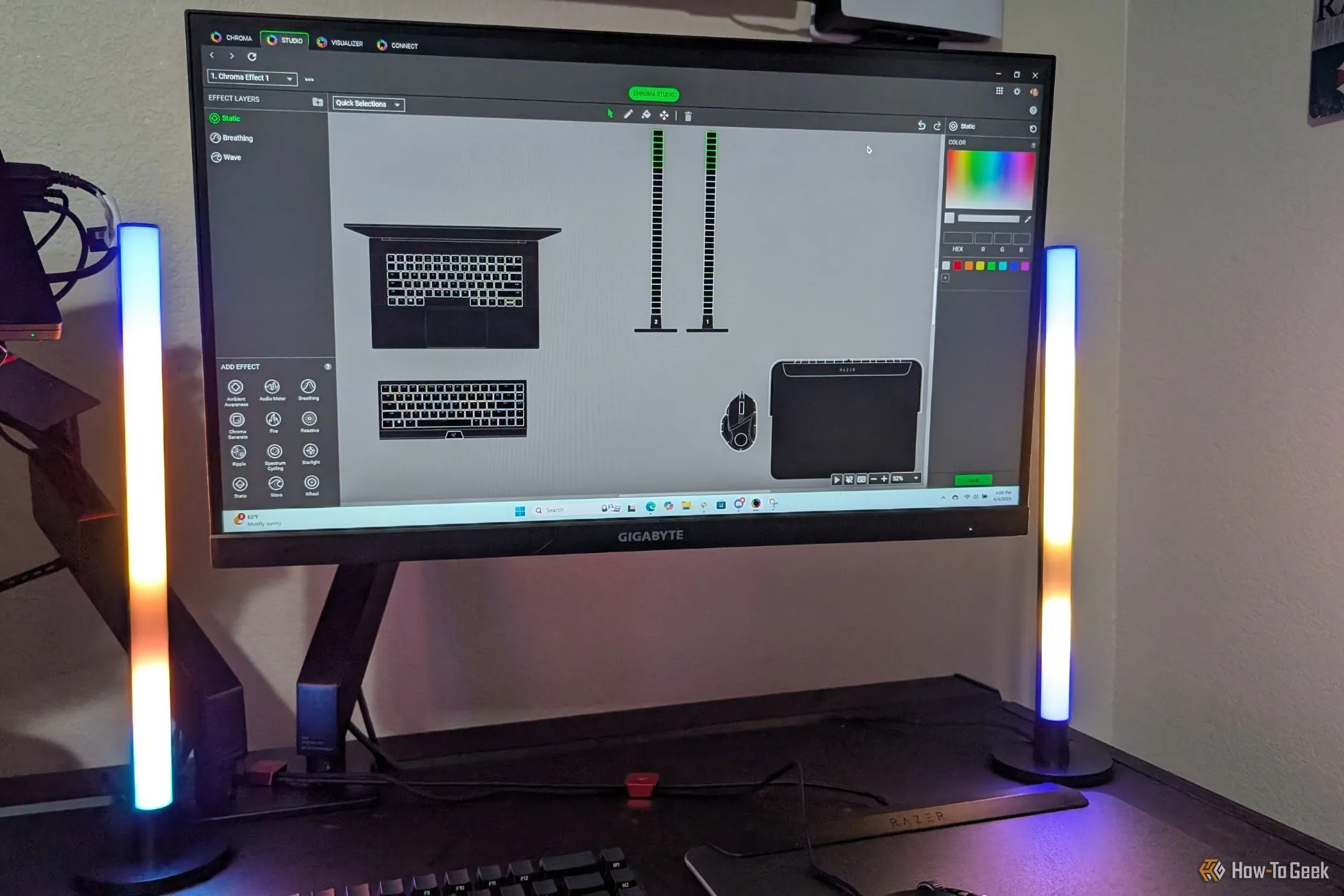Giao diện phần mềm Chroma Studio giúp tùy chỉnh ánh sáng đèn Razer Aether Light Bars