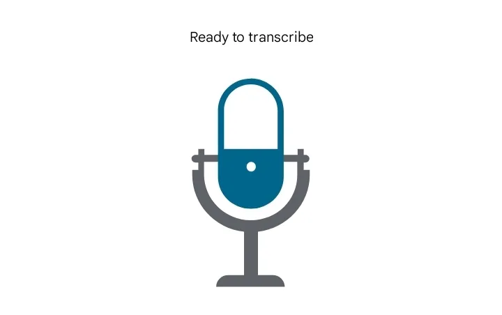 Giao diện tính năng Live Transcribe đã mở, hiển thị lời nói được phiên âm thành văn bản theo thời gian thực