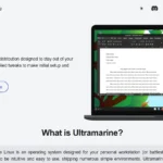 Giao diện trang chủ chính thức của Ultramarine Linux, thể hiện phong cách thiết kế độc đáo và trẻ trung.