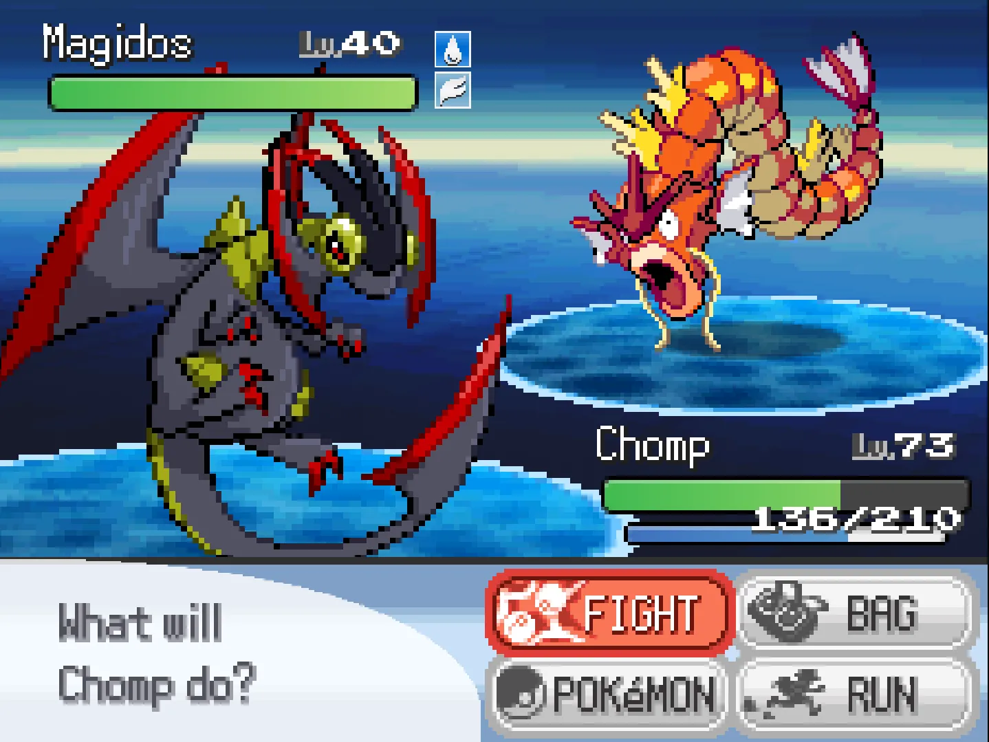 Hai Pokémon hợp thể đang chiến đấu trong Pokémon Infinite Fusion, thể hiện cơ chế hợp nhất độc đáo của ROM hack này.