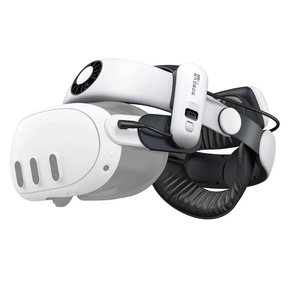 Hình ảnh cận cảnh dây đeo Halo BOBOVR S3 Pro cho Meta Quest 3, thể hiện các chi tiết thiết kế