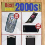 Hình ảnh flyer phong cách retro về điện thoại Nokia và các dòng điện thoại cổ điển thập niên 2000s gợi nhớ nhiễu sóng GSM