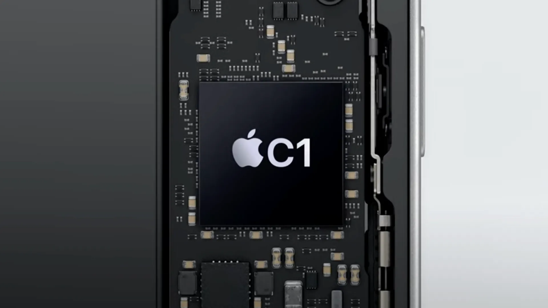 Hình ảnh minh họa modem Apple C1, chip 5G tự phát triển của Apple