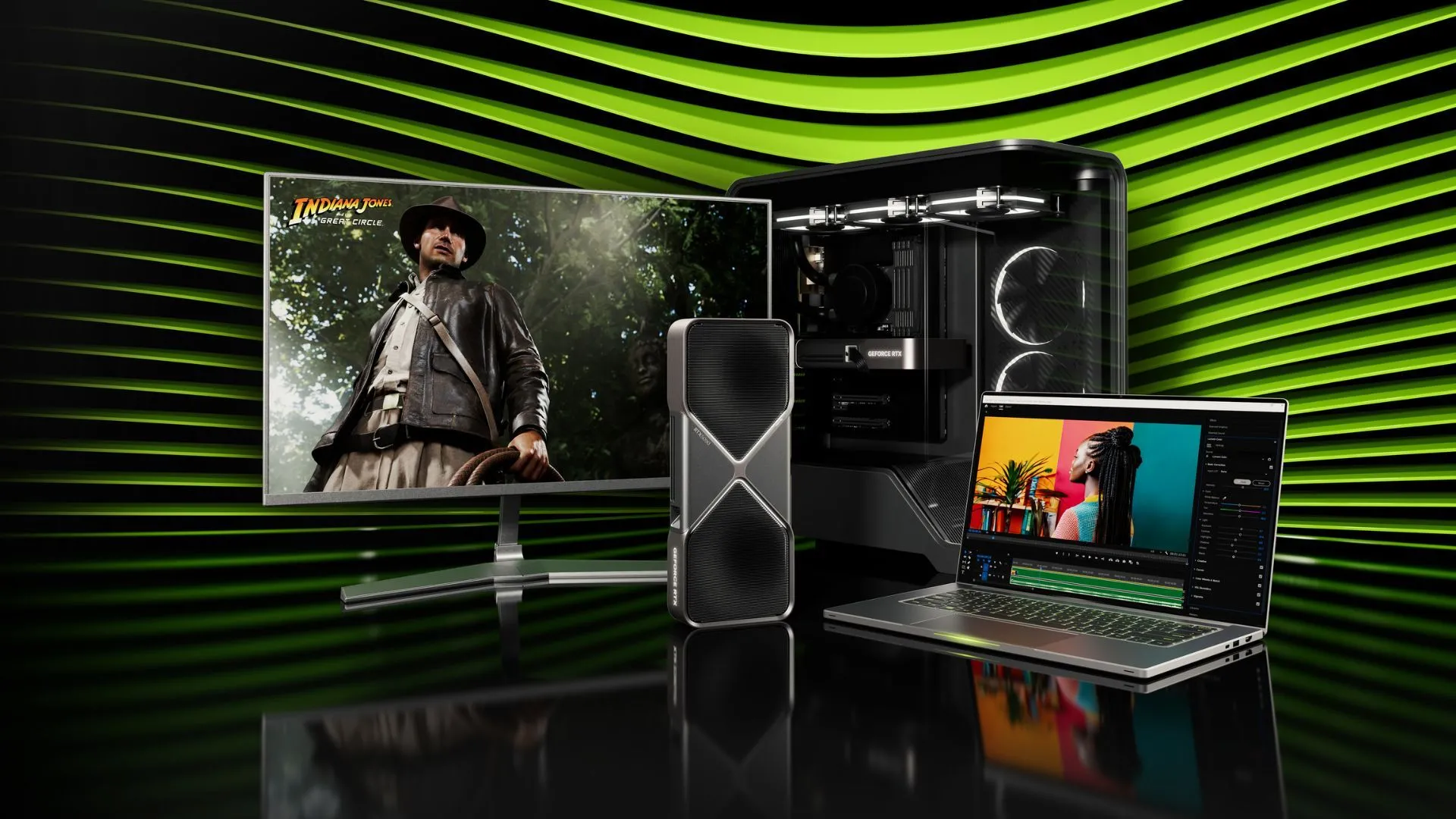 Hình ảnh quảng cáo card đồ họa NVIDIA GeForce RTX 5090, nhấn mạnh hiệu năng đỉnh cao trong phân khúc card đồ họa cao cấp.