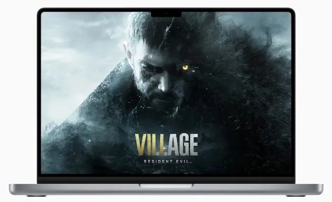 Hình ảnh quảng cáo Resident Evil Village trên MacBook