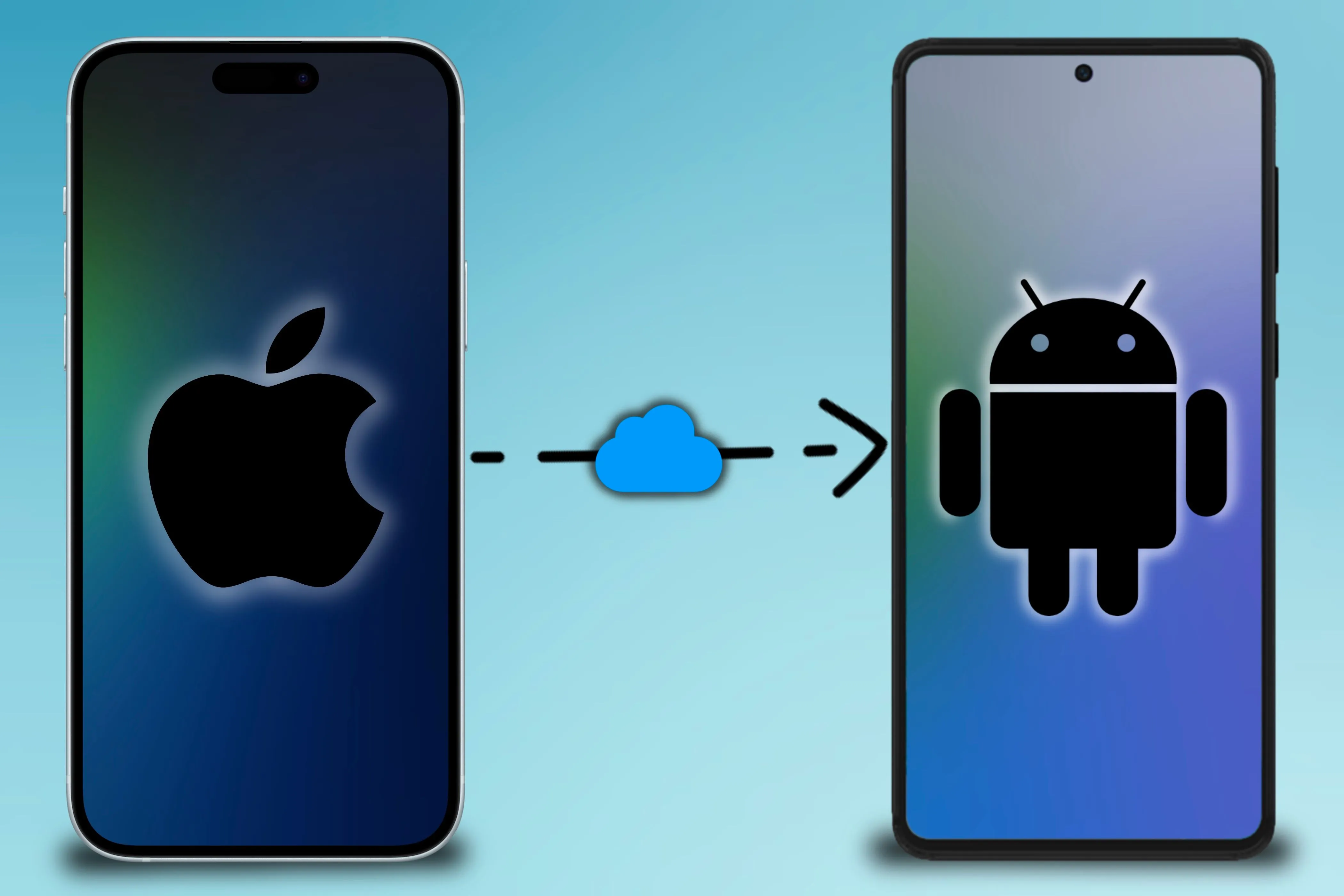 iPhone chuyển dữ liệu iCloud sang điện thoại Android, minh họa khả năng tương thích xuyên nền tảng.