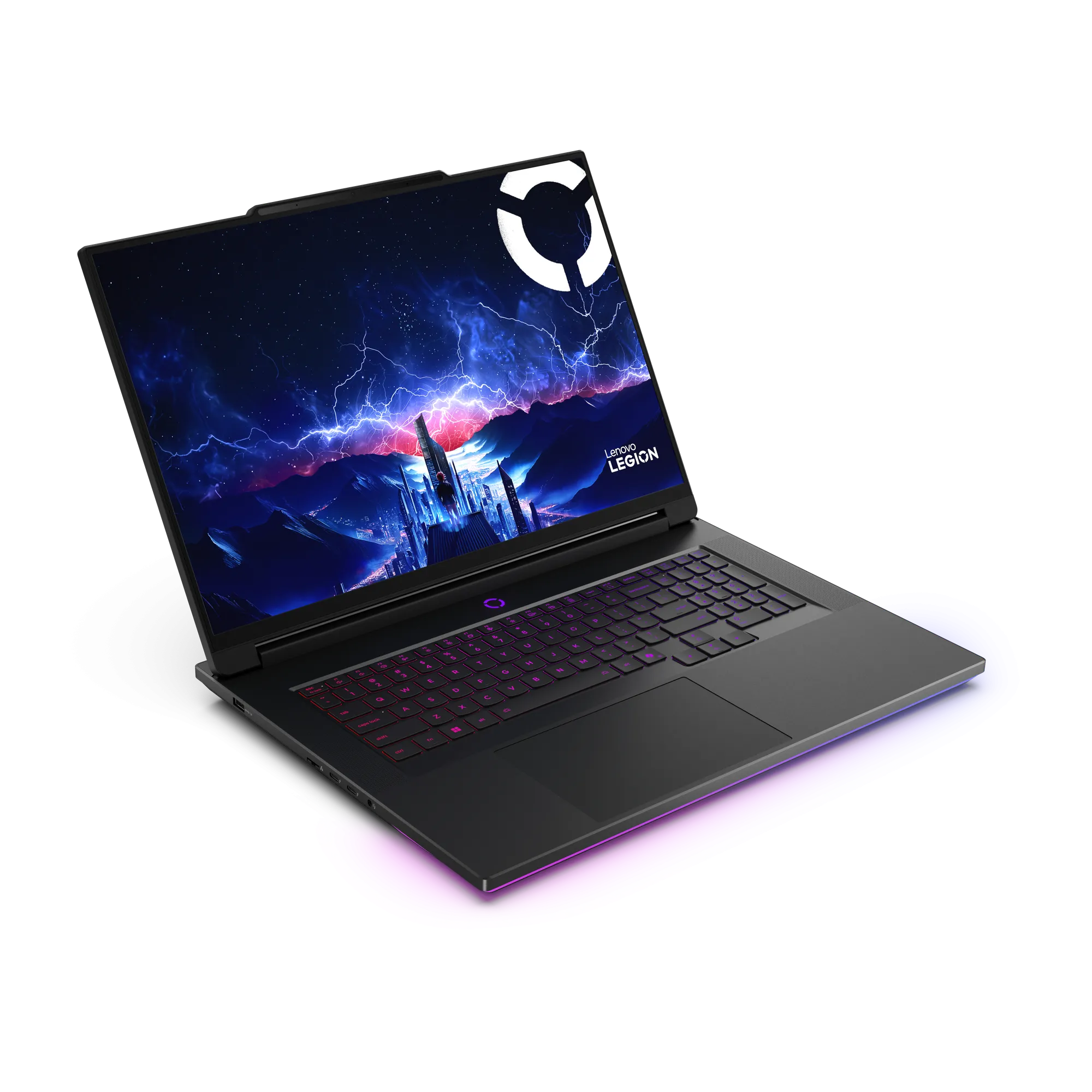 Laptop gaming Lenovo Legion 9i Eclipse Black nhìn từ góc phải, nổi bật màn hình rộng