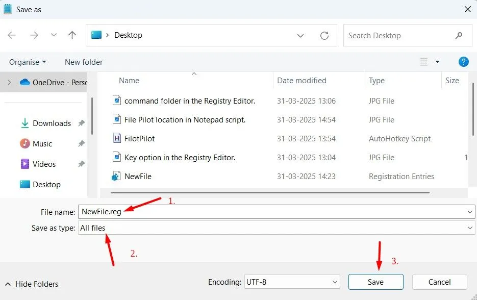 Lưu tệp script Registry (.reg) để thay đổi trình quản lý tệp mặc định