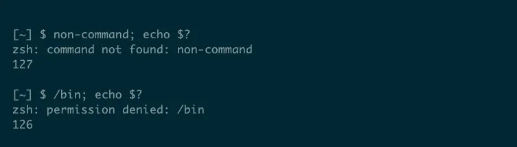 Mã thoát 127 khi lệnh không tìm thấy và 126 khi lệnh không thể thực thi trong phiên làm việc shell Linux