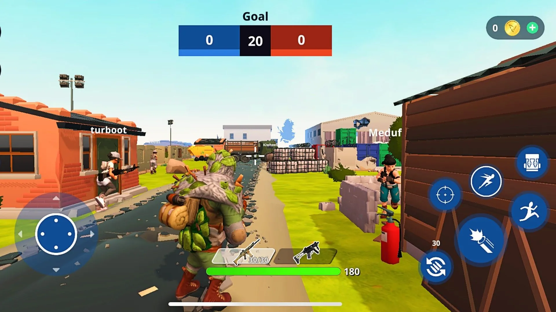 Màn hình game 3D được tạo bằng Struckd, hiển thị quái vật cầm vũ khí và nhân vật, minh họa khả năng tạo game trên điện thoại.