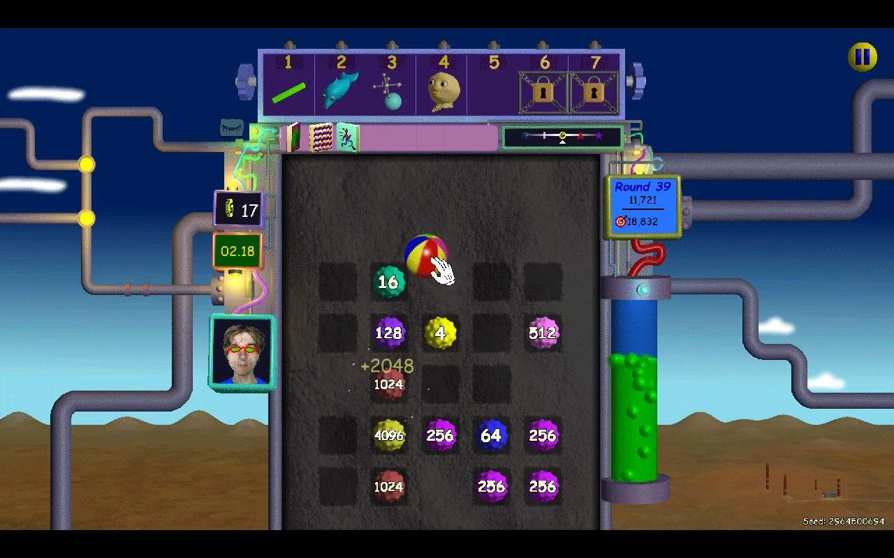 Màn hình game Nubby's Number Factory tại Vòng 39, minh họa điểm số đang tăng cao