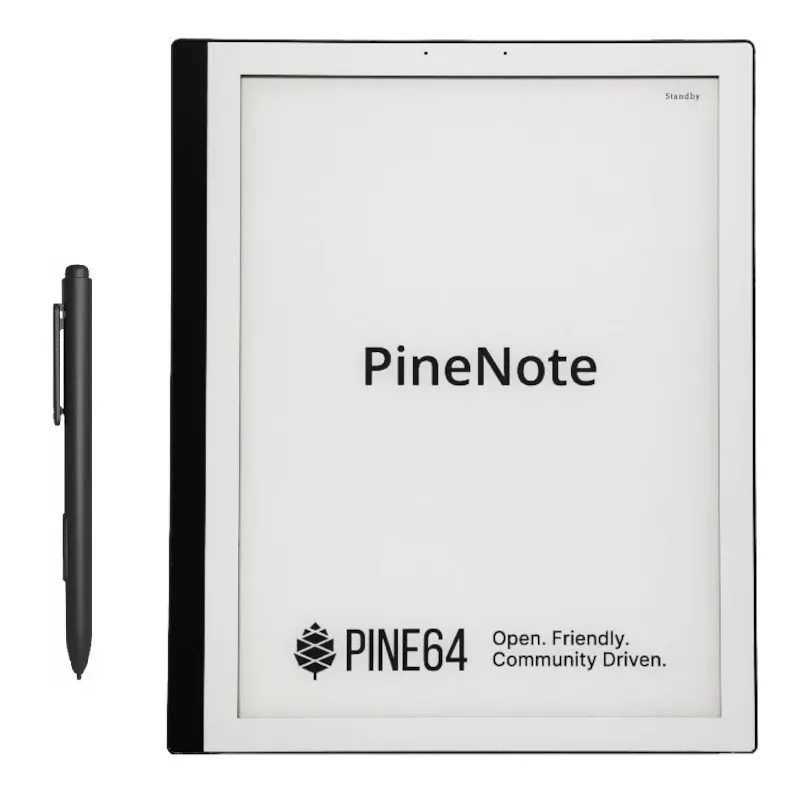 Mặt trước của máy tính bảng e-paper PineNote, một thiết bị mã nguồn mở chạy Linux dành cho đọc sách.