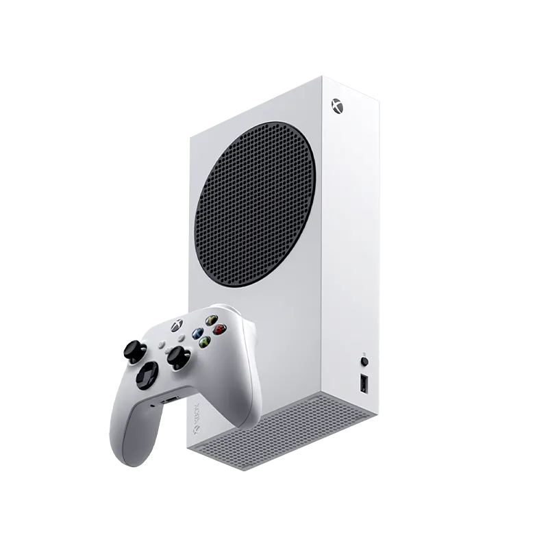 Máy chơi game console Xbox Series S màu trắng đi kèm với tay cầm, đại diện cho hệ máy có khả năng kết nối chuột và bàn phím