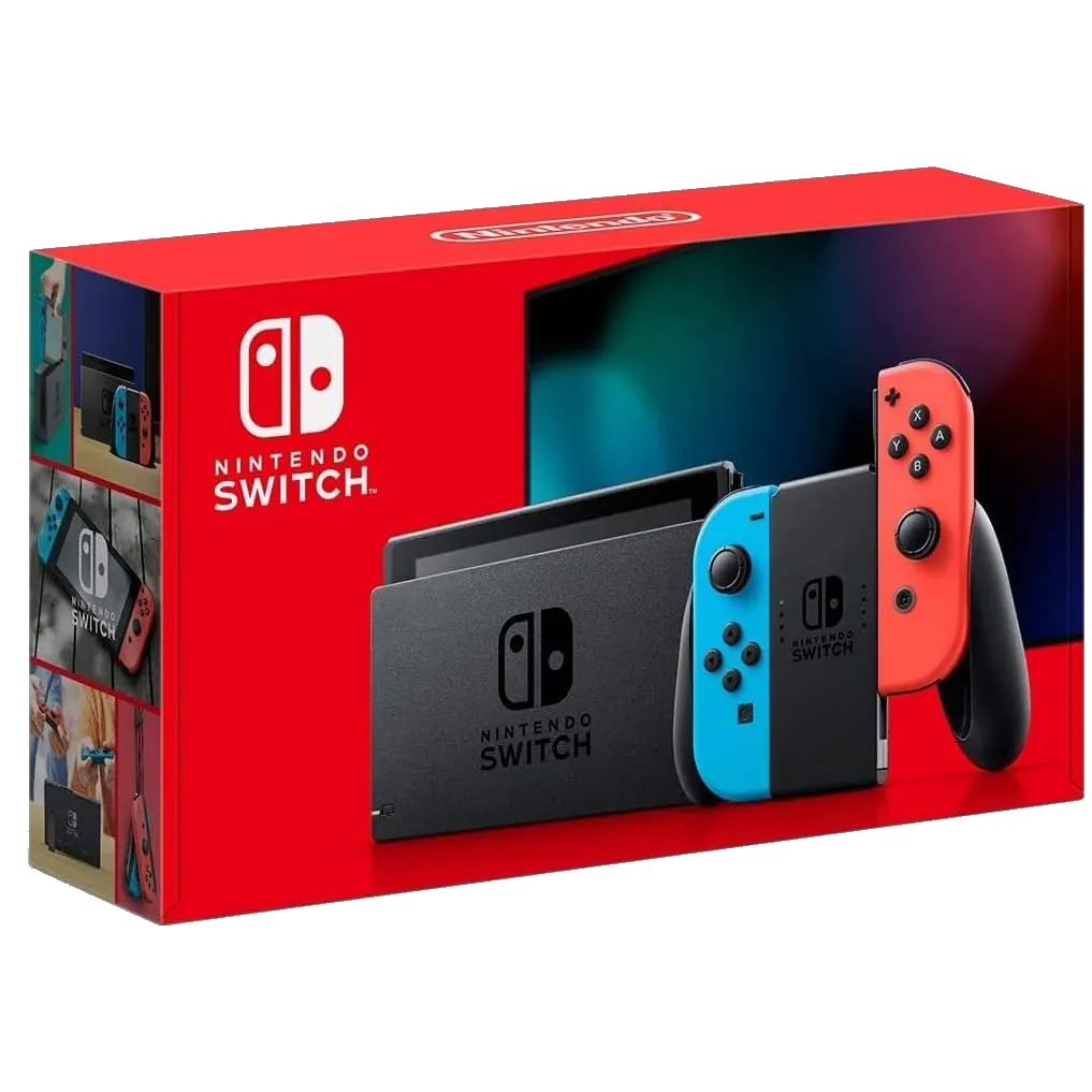 Máy console Nintendo Switch trong chế độ cầm tay, hiển thị màn hình game