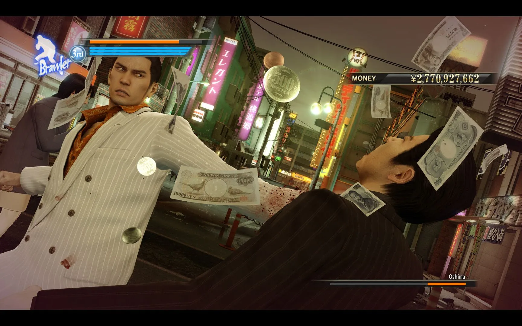 Minigame bóng chày trong Yakuza 0, nơi người chơi thử sức với cú đánh hoàn hảo.