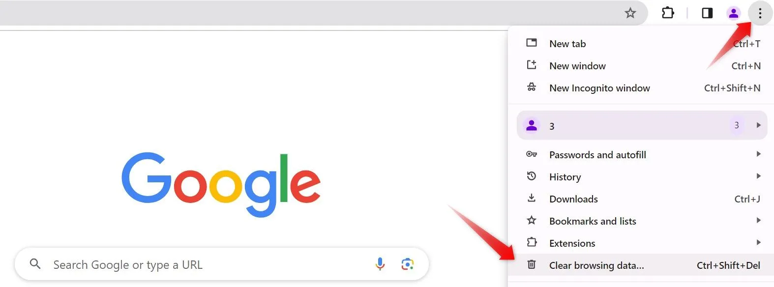 Mở cài đặt Chrome để xóa bộ nhớ đệm và cookie trình duyệt