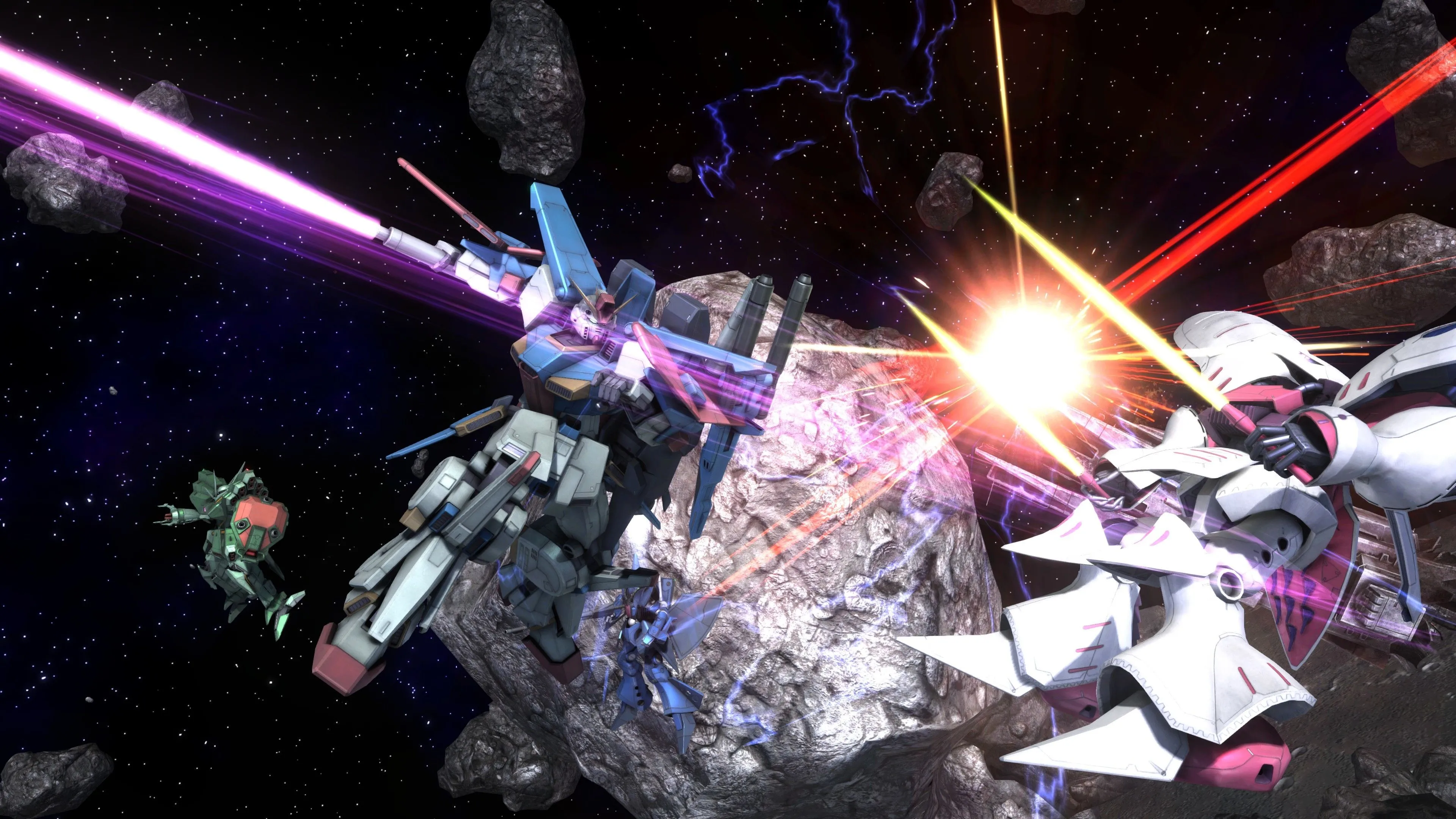 Mobile Suit Gundam Battle Operation 2: Trận chiến giữa các Mobile Suit trên bản đồ thành phố, minh họa lối chơi cơ động.