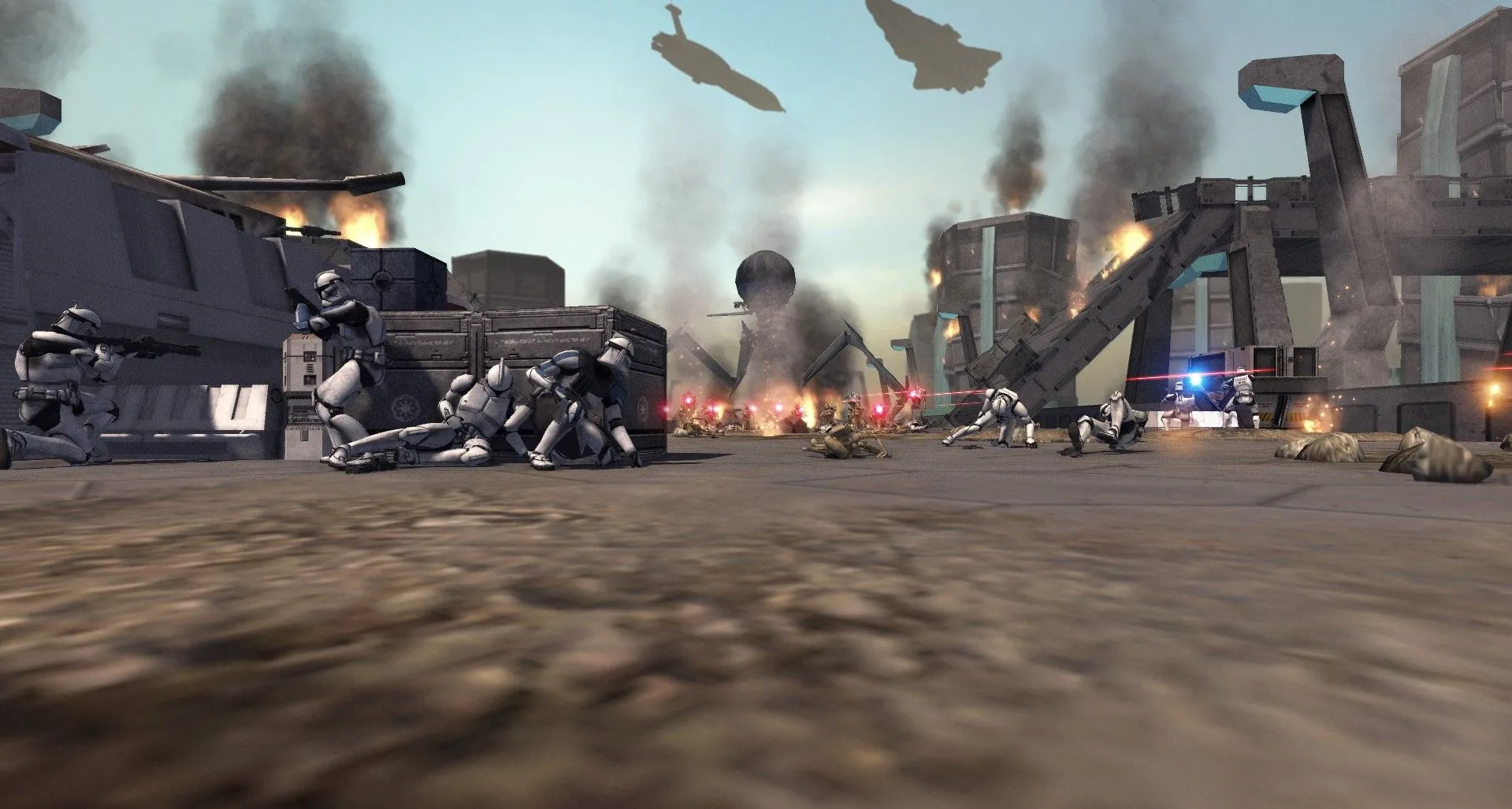 Một trận chiến chiến thuật thời gian thực trong mod Star Wars: Galaxy at War của game Men at War: Assault Squad 2.